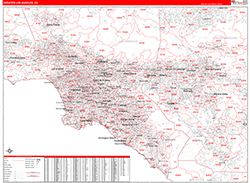 Greater Los Angeles Metro Area Wall Map Red Line Style 2026